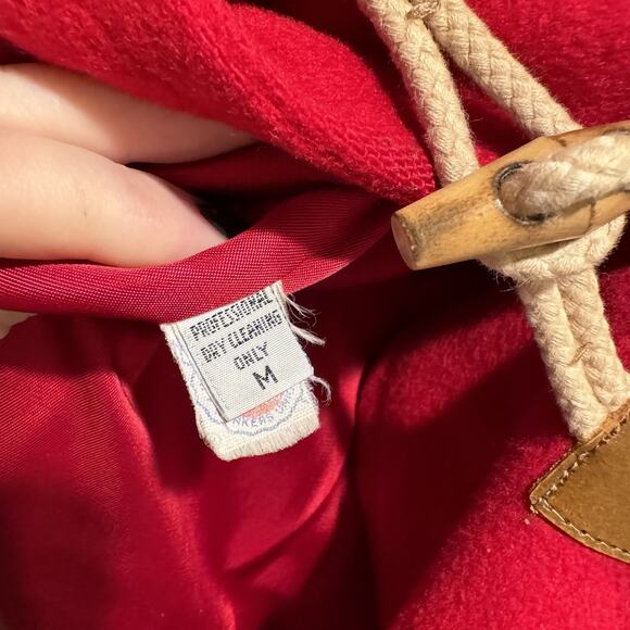 Vintage Eddie Bauer Red Wool Toggle Coat Union Made Size Medium - Picture 5 of 8